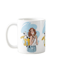 Katzenliebhaber-Tasse – Stylische Frau mit Katze i