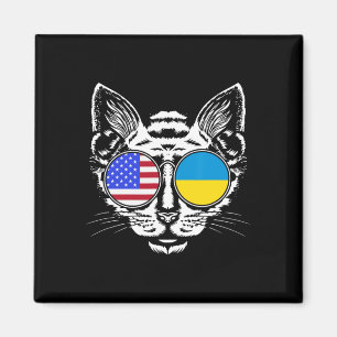 Katzenliebhaber uns ukrainische Flagge Ukraine Ame Magnet