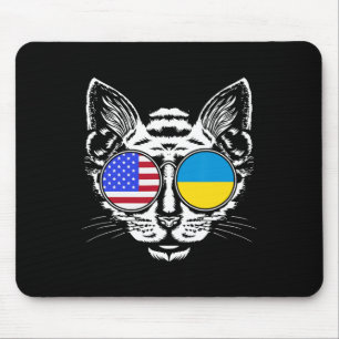 Katzenliebhaber uns ukrainische Flagge Ukraine Ame Mousepad