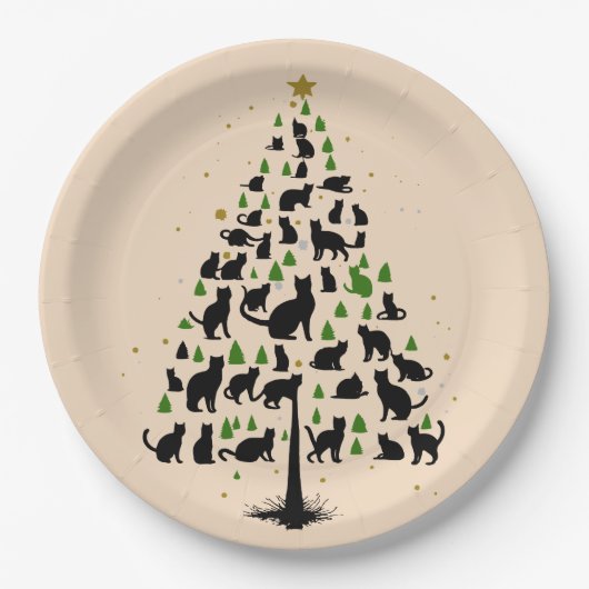 Katzenliebhaber-Weihnachtsbaum 2 Pappteller (Vorderseite)