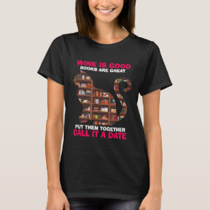 Katzenliebhaber Wein ist gut Bücherleser Lustige K T-Shirt