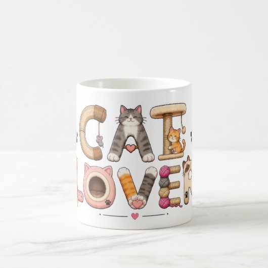 Katzenliebhaber-Wortkunst Kaffeetasse (Mittel)