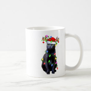 Katzenliebhaber Xmas Beleuchtung Santa Russische B Kaffeetasse