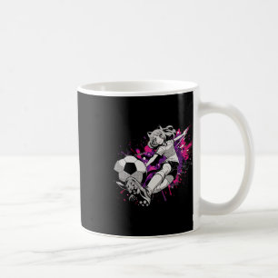 Katzenmädchen-Fußballspieler auf dem Spielfeld Spa Kaffeetasse