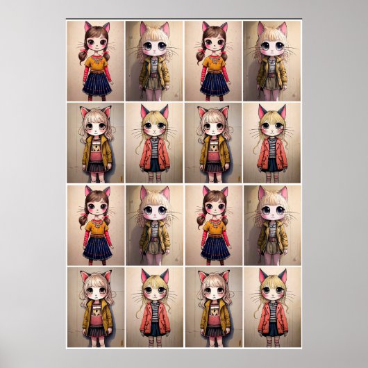 Katzenmädchen (KI) Poster (Vorne)