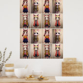 Katzenmädchen (KI) Poster (Küche)