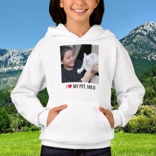 Katzenmädchen Kinder lieben Haustier Foto Rotes He Hoodie