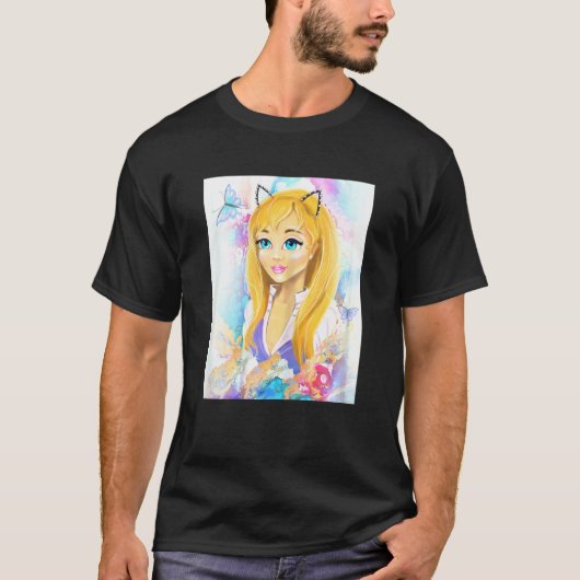 Katzenmädchen  Lady Kitten  Cat Tee (Vorderseite)