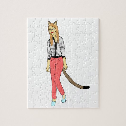 Katzenmädchen Puzzle (Vertikal)