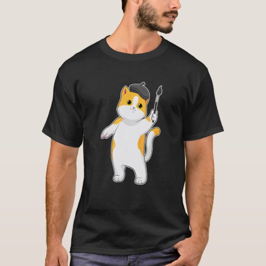 Katzenmaler-Pinsel T-Shirt (Vorderseite)