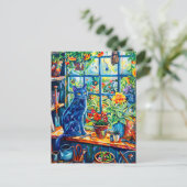 Katzenmalerei auf dem Gartenhaus Postkarte (Stehend Vorderseite)