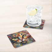 Katzenmalerei Rechteckiger Pappuntersetzer (Vor Ort)