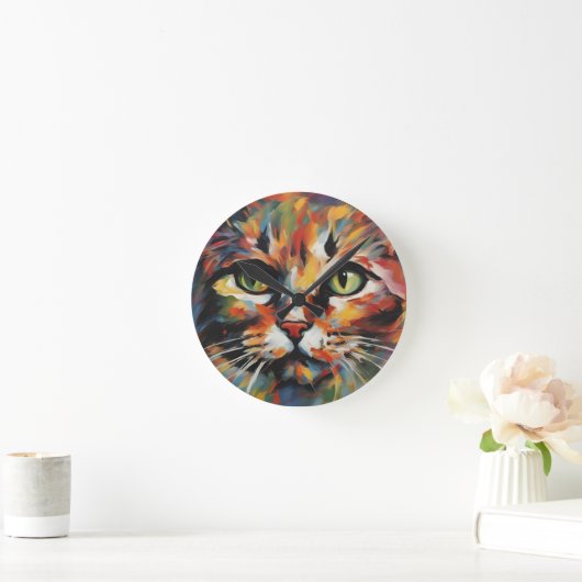 Katzenmalerei Runde Wanduhr (Zuhause)