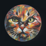 Katzenmalerei Runde Wanduhr<br><div class="desc">Schöne abstrakte Katzenmalerei.</div>