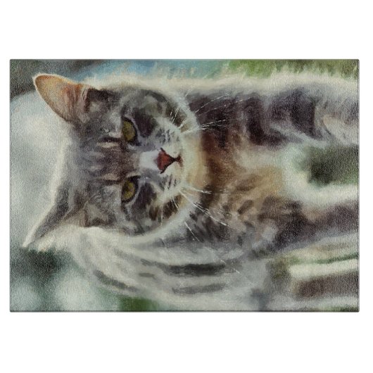 Katzenmalerei Schneidebrett (Vorderseite)