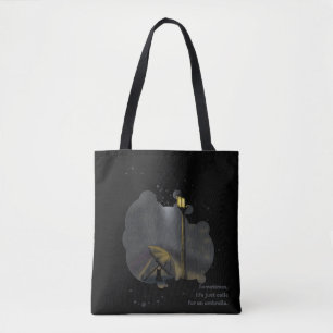 Katzenmalerei und Regenquote Black Tote Bag Tasche