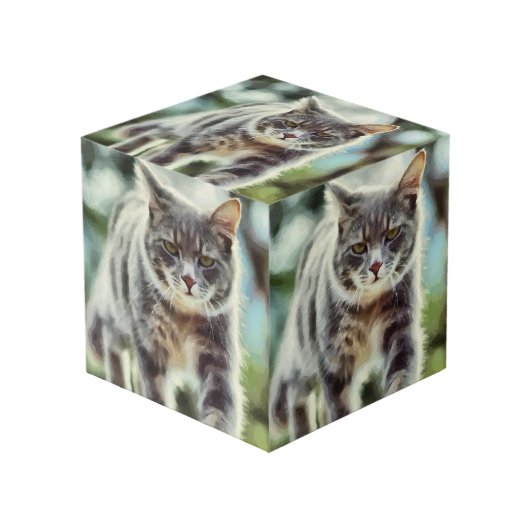 Katzenmalerei Würfel (Vorderseite Schrägansicht)