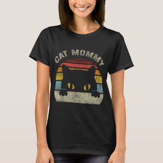Katzenmama Frauen Vintage Retro Schwarze Katzen Mu T-Shirt