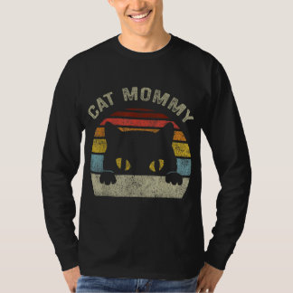 Katzenmama Frauen Vintage Retro Schwarze Katzen Mu T-Shirt
