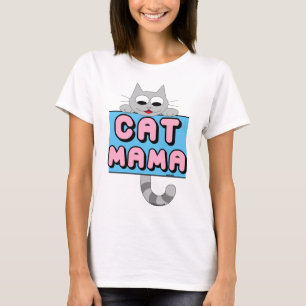 "KATZENMAMA" Lächelndes Cartoon-Katze T-Shirt