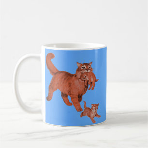 Katzenmama und kleine Kätzchen aus den 1950ern Kaffeetasse