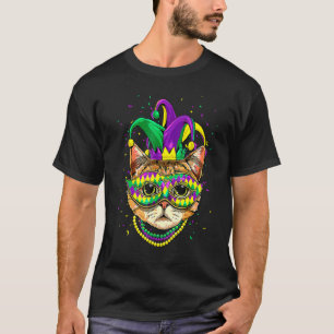 Katzenmasken-Perlen Mardi Gras New Orleans Karneva T-Shirt