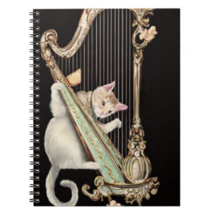 Katzenmelodie – Verzierte Harfen-Notizbuch Notizblock