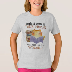 Katzenmenschen sitzen auf ihrem Telefon antisozial T-Shirt