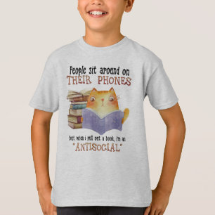 Katzenmenschen sitzen auf ihrem Telefon antisozial T-Shirt