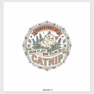 Katzenminze Katze Katzenminze Vintage Vektor Art-S Aufkleber