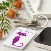 Katzenmitte niedlichen gürtelrosa lila schlüsselanhänger (Vorderseite rechts)