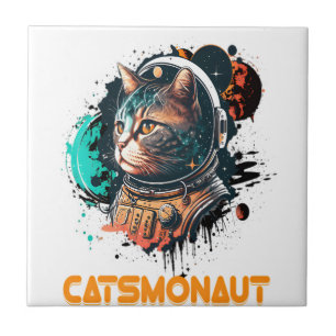Katzenmonaut Astronaut Katzen Oder Weltraumkatze Fliese