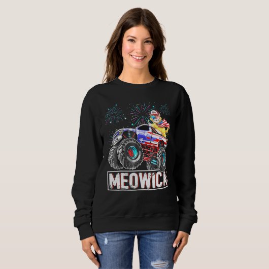 Katzenmonster-Reitwagen Amerikanische Flagge Plus  Sweatshirt (Vorne ganz)