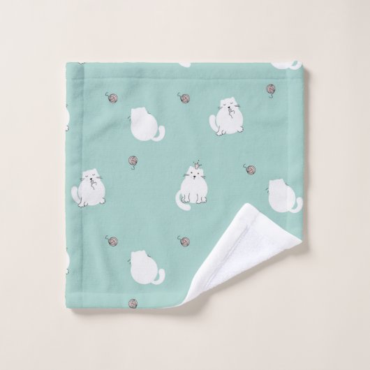 Katzenmuster Badhandtuch Set (Waschlappen)