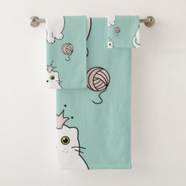 Katzenmuster Badhandtuch Set