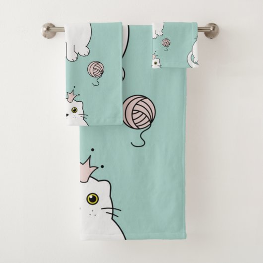 Katzenmuster Badhandtuch Set (Insitu)