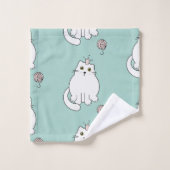Katzenmuster Badhandtuch Set (Waschlappen)