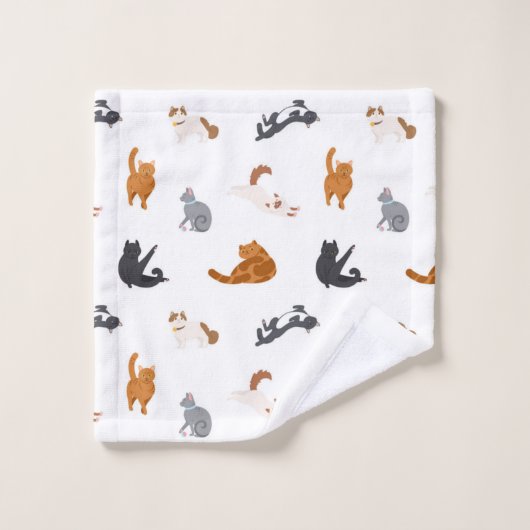 Katzenmuster Badhandtuch Set (Waschlappen)