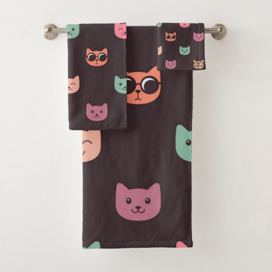 Katzenmuster Badhandtuch Set (Insitu)