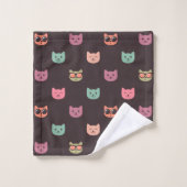 Katzenmuster Badhandtuch Set (Waschlappen)