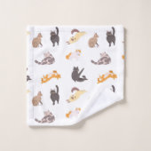 Katzenmuster Badhandtuch Set (Waschlappen)
