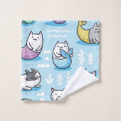 Katzenmuster Badhandtuch Set (Waschlappen)