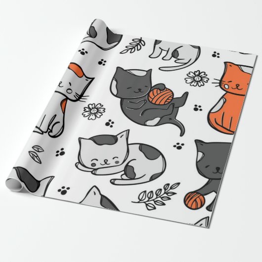 Katzenmuster Geschenkpapier (Ungerollt)
