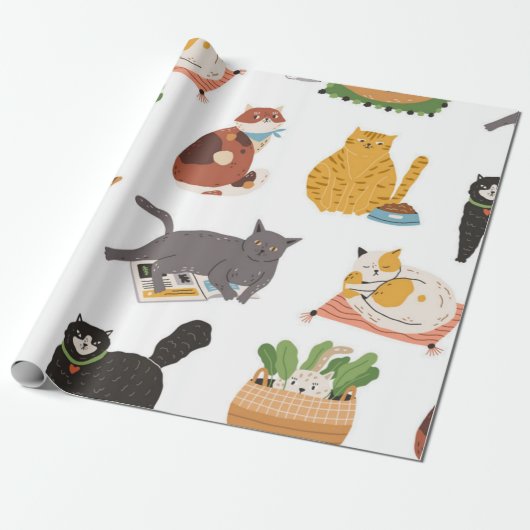 Katzenmuster Geschenkpapier (Ungerollt)