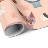 Katzenmuster Geschenkpapier (Rolleneckpunkt)