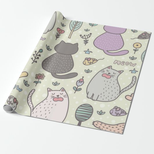 Katzenmuster Geschenkpapier (Ungerollt)