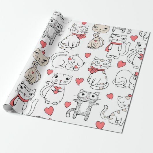 Katzenmuster Geschenkpapier (Ungerollt)