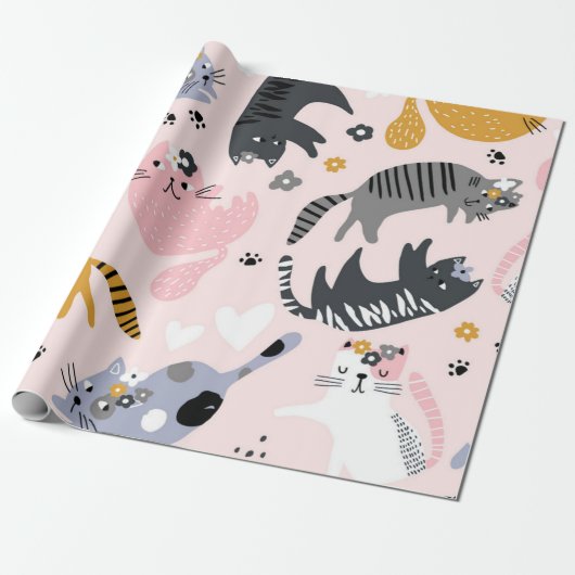 Katzenmuster Geschenkpapier (Ungerollt)