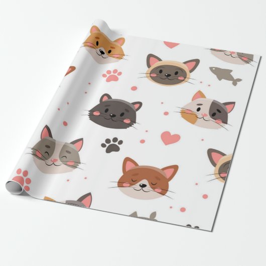 Katzenmuster Geschenkpapier (Ungerollt)
