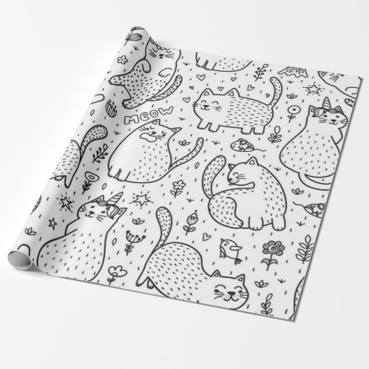 Katzenmuster Geschenkpapier (Ungerollt)